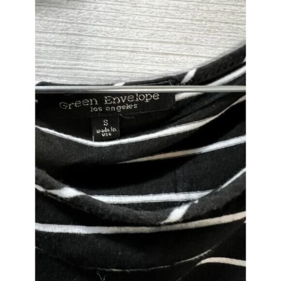 Green Envelope 3/4 Sleeves Stripes‎ Tunic Blouse Small - Picture 4 of 4